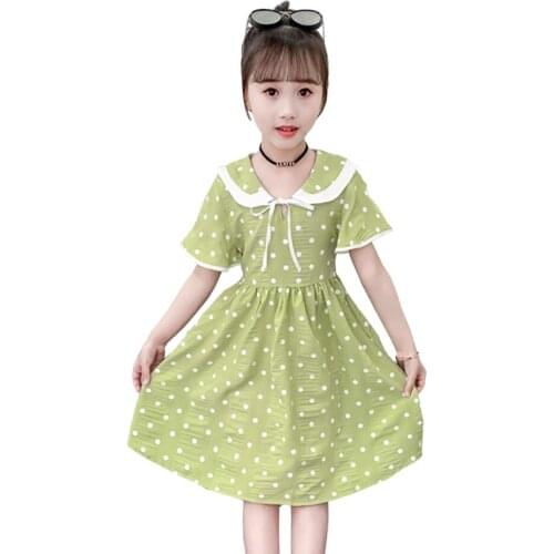 Girl Summer Dress Patchwork Dresses For Girl Dot Pattern Kids Dresses Casual Style Kids Costume 6 8 10 12 14