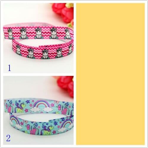 DHK 5/8'' 5yards Fold Elastic FOE unicorn printed headband headwear hairband decoration OEM Wholesale C533