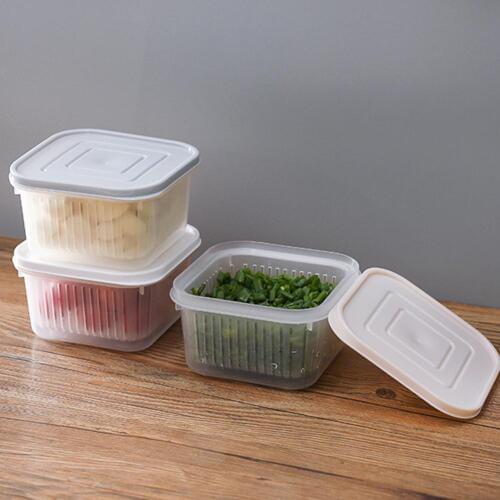 Double-layer Food Vacuum Storage Container Sealed Freshsaver Box for Refrigerator Fruit Vegetable #CO