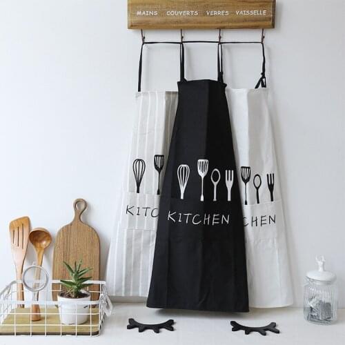 Apron Waterproof Home Daily Kitchen Simple and Fashionable Knife and Fork Print Nordic Style Restaurant Chef and Waiter Overalls