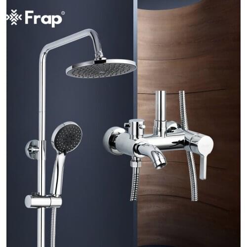 Frap 1 set Bathroom Rainfall Shower Faucet Set Mixer Tap With Hand Sprayer Wall Mounted chrome F2416