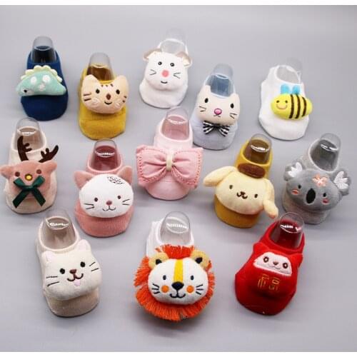 Cotton Baby Boy Girls Soft Sock Rubber Anti Slip Floor Cartoon Doll Kids Toddlers Autumn Spring Newborn Kawaii Infant Gift Socks