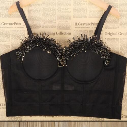 Ins style 2020 new Metel Bustier Push Up Night Club Bralette Womens Floral Bra Cropped Top Vest Corset Plus Size