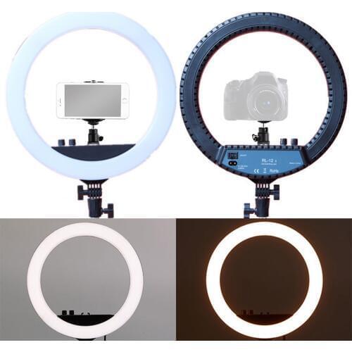 New 14 inches LED Ring FLash Lamp Fill Light with Cold Shoe Mounts Holder Ball Head for Video Blogger Makeup Photography