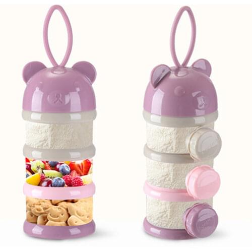 3 Or 4-layers Bear Style Portable Baby Food Storage Box Essential Cereal Cartoon Infant Milk Powder Box Toddle Snacks Container