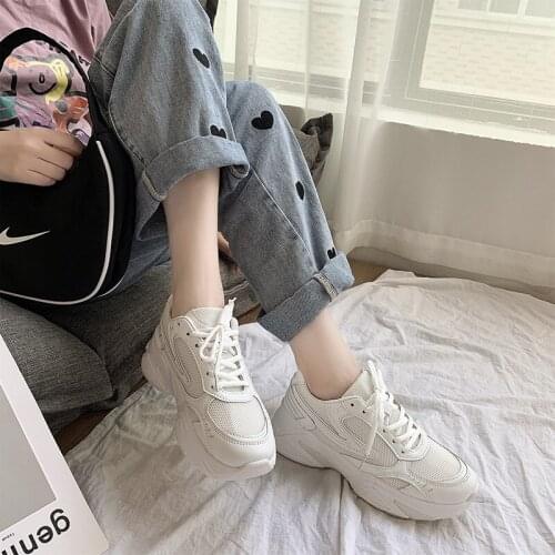 Sneakers 2021 New Womens INS All-Match Net Daddy Student Trendy Light Running Shoes