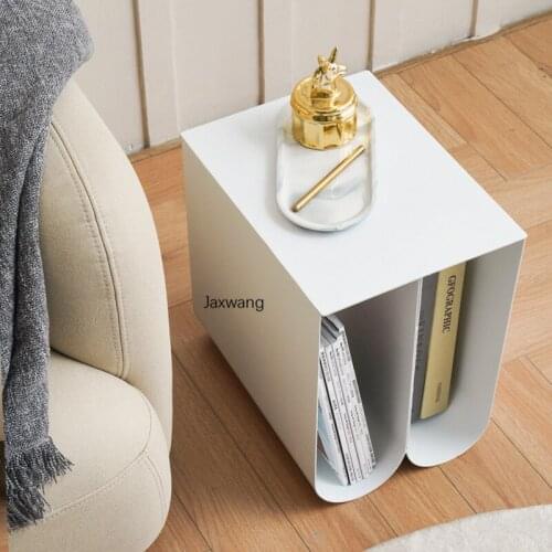 Minimalist Tea Tables Corner Living Room Simple Modern Wrought Iron Art Storage Square Table Sofa Small Apartment Bedside Table