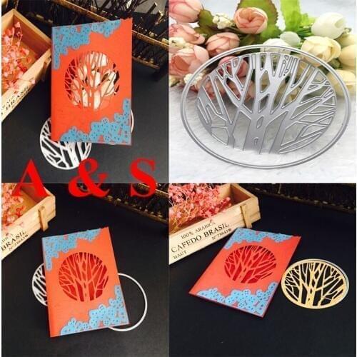 N375 METAL CUTTING DIES die cut 2pc Tree round background Scrapbook card PAPER CRAFT embossing stencils punch