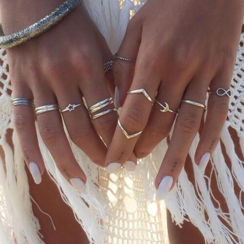 New Ring Fashion Popular Personality Bohemian National Style Womens Ring Combination Set Wild Best Selling Jewelry Wholesale