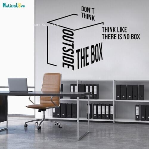 Don't Think Outside The Box Vinyl Wall Decals Motivation Quote Office Idea Stickers Removable Word Murals YT4130