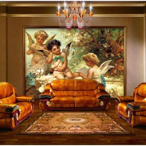 Bacal Custom 3D Photo Wallpaper European Style Angel Oil Painting Large Wall Mural Wallpaper Hotel Wall Coverings For Walls
