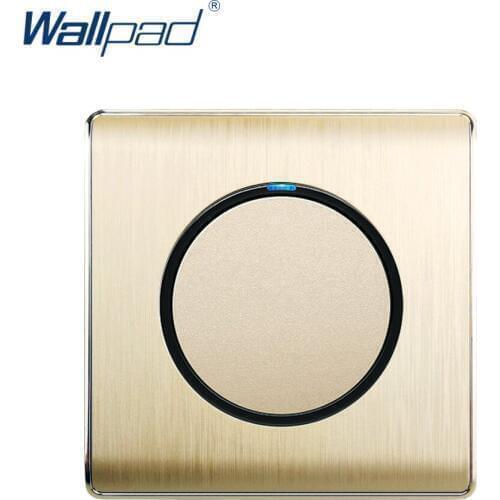 Wallpad 2020 1 Gang 2 Way Random Click Wall Light Switch With LED Indicator Gold PC Brushed Panel For Home