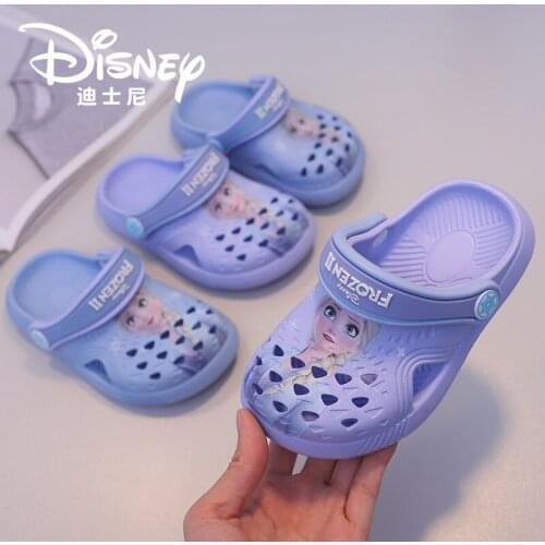 Disney elsa princess hole shoes non-slip slipper indoor home girl baby Baotou toddler beach shoes