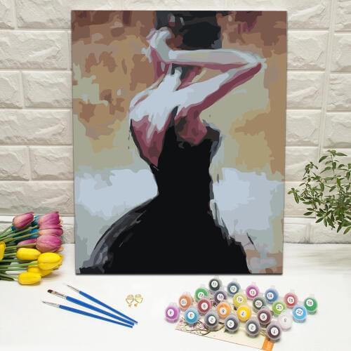 Framed Womens Back Oil Painting by Number HandPainted Canvas Wall Art For Living Room Decoration Wall Art 40x50cm Unique Gifts