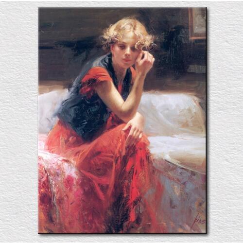 Hot sale Decoration supply craft of quality Canvas prints elegant lady paintings from pino art oil painting free shipping