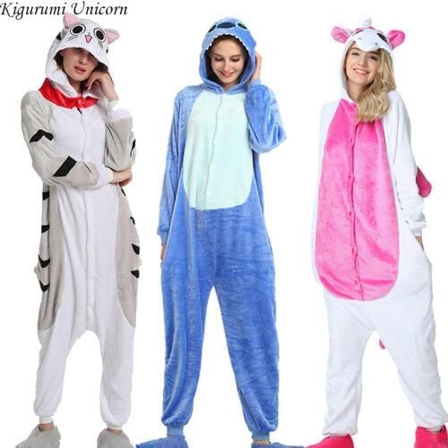 Kigurumi Unicorn Pajama Stitch Adult Animal Onesie Women Men Couple 2019 Winter Pajamas Suit Sleepwear Flannel Pijamas Pyjamas
