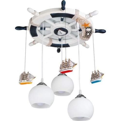 Mediterranean Retro Rudder Childrens Room Pendent Lights Creative Kids Room Lamp Fashion Bedroom Lamp Pendant Lamps