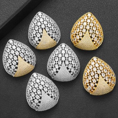 LARRAURI Luxury Round Hollow Dubai Nigerian Dangle Drop Earrings AAA Cubic Zirconia Inlaid Wedding Earring Jewelry Party