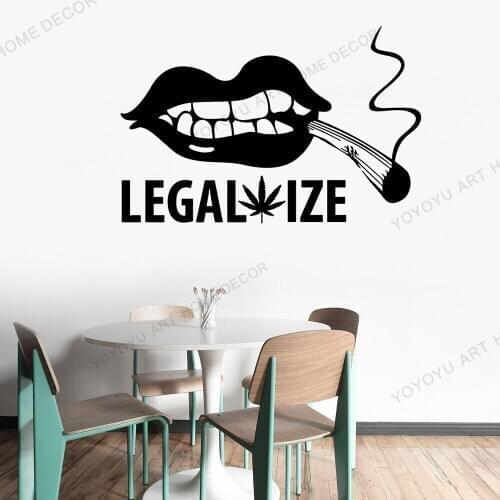 Sexy Lips Wall Decal Joint Maple Leaf Legalize Smoking Weed Vinyl Window Stickers Smoking For Cafe Restaurant Decorations rb360