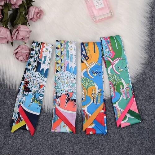 New Skinny Silk Scarf Women Luxury Brand Bag Scarf Hair Band Neck Scarf For Ladies Design Belt Wrist Band Girls Headscarf
