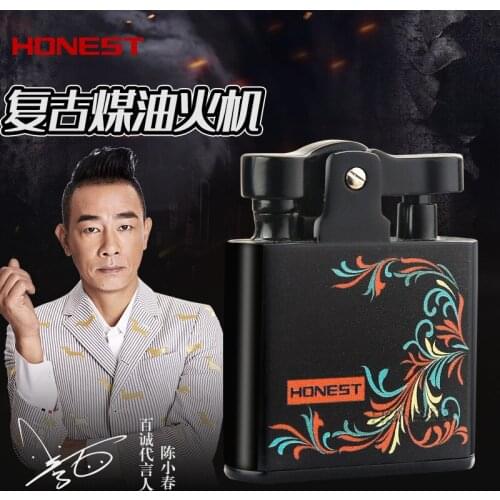 Honest Kerosene cigarette lighter, old-fashioned retro grinding wheel personality Creative Small Open flame mens tobacco gifts