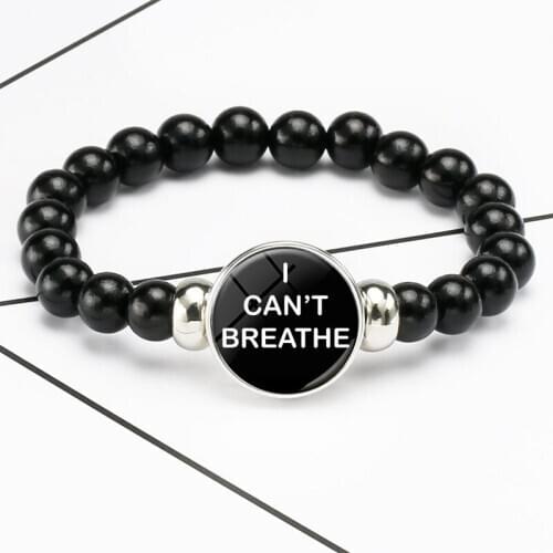 USA Black Lives Matter Beads Bracelet Jewelry I Can't Breathe Glass Dome Snap Buttons Charms Bracelets Justice For George Floyd