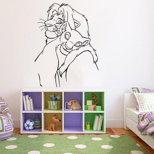Lion King Vinyl Wall Decal Nursery Decor Cartoon Character Simba Nala Waterproof Wall Stickers Children Bedroom Decoration Y424