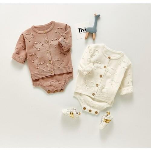 Knitted Baby Clothes Autumn Winter Baby Girls Romper Clothes Newborn Baby Jumpsuit Infant Baby Cardigan Sweaters Baby Outfits