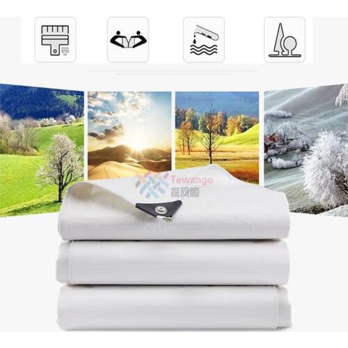 Customer Made Size 180gsm Thicken White PE Tarpaulin Rainproof Shed Outdoor Garden Sunscreen Net Waterproof Sunshade Cloth Cover