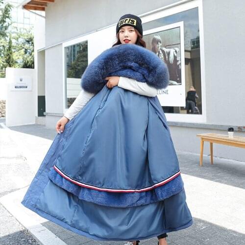 2021 Winter Jacket Female Thicken Parka Removable Fur Liner Hooded Winter Coat Women Snow Jackets Long Parkas Outwear Feminina