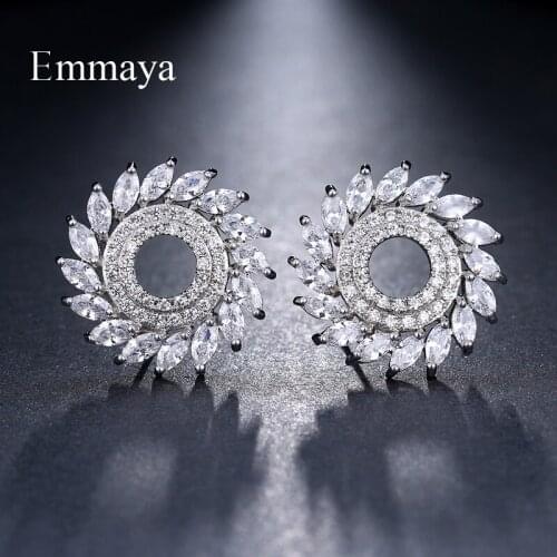 Emmaya 6 Colors Fashion Cubic Zircon Crystal Unique Design Elegant Stud Earrings for Women Wedding Gift Party