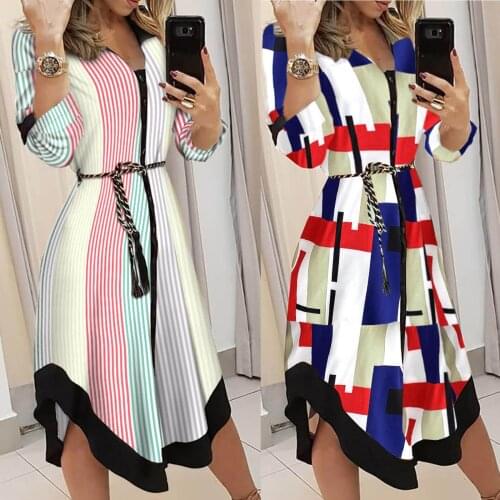 Women Stripe print Long Shirt Dress Fashion Boho Beach Button Casual Dress Spring Summer 2021 New Ladies Letter Oversize Robe