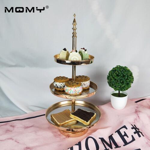 Gold Mirror Wedding Cupcake Dessert 3 Tier Wholesale Metal Cup Cake Stand