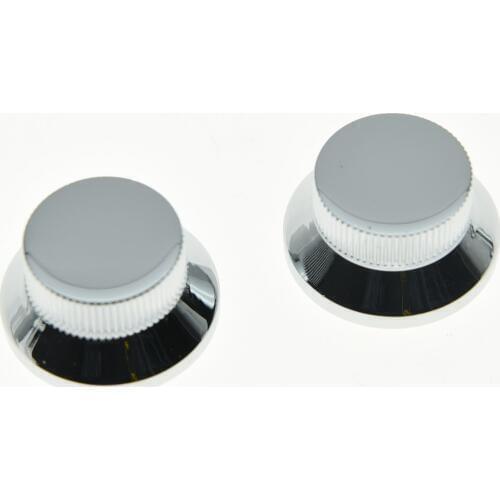 2pcs Chrome Metal Top Hat Bell Knobs Push On Guitar Bass Knob for 5.8mm Pots