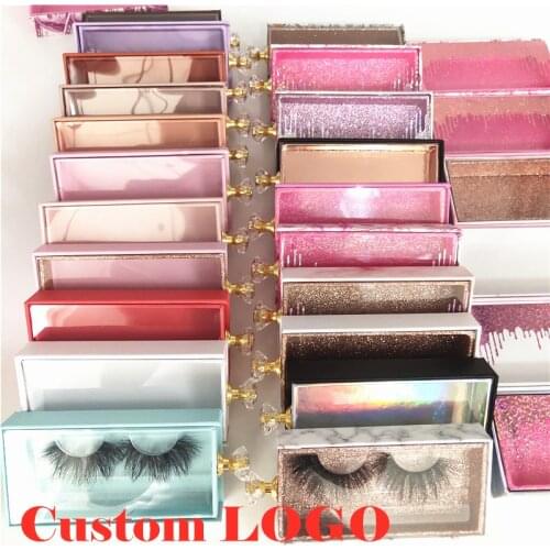 20pcs wholesales Crystal handle NEW make logo False Eyelashes Packaging Box Lash Boxes Fake 3d Mink Lashes Glitter Case empty