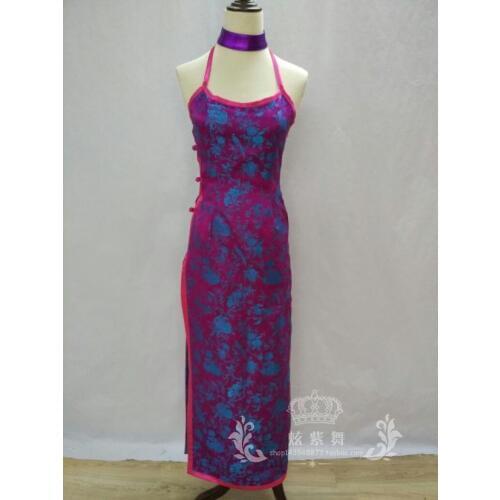 2017 LOL Miss Fortune cosplay costumes Purple printing cheongsam Customize halloween costume