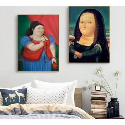 Abstract Funny Dancer Canvas Paintings Fat Mona Lisa Famous Posters And Prints Nordic Wall Art Pictures Cuadros Decor Frameless