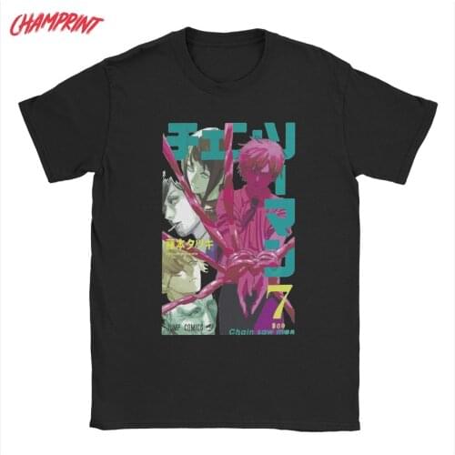 Chainsaw Man Denji Men T Shirts Anime Manga Leisure Tees Short Sleeve Round Collar T-Shirts 100% Cotton Gift Idea Clothes