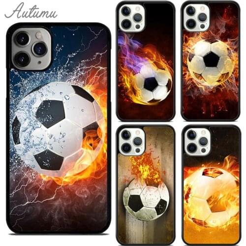 Fire Football Skeleton Soccer Ball Phone Case for iPhone 11 12 Pro Max mini X XR XS SE 2020 5 6S 7 8 Plus Galaxy S8 S9 S10 Cover