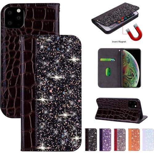 Glitter Bling Phone Case For iPhone 12 Mini 11 Pro Max 7 8 6 6S Plus 5S SE 2020 X XR XS Max Funda Flip Book Funda Protect Cover