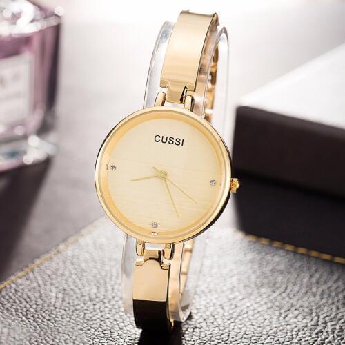 CUSSI 2018 New Gold Luxury Womens Watches Ladies Bracelet Watches Fashion Casual Dress Quartz Wristwatch reloj mujer Clock Gifts