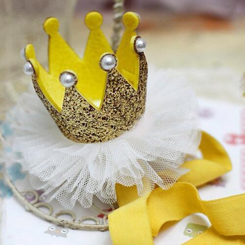 Baby Girls Kids Headwear Shiny Crown Barrettes Toddler Birthday Party Elastic Pearl Headband Hair Accessories