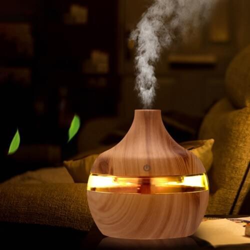 HA-Life Electric Humidifier Essential Aroma Oil Diffuser Ultrasonic Wood Grain Air Humidifier USB Mini Mist Maker LED Light For