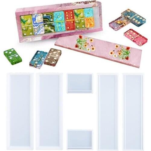 Domino Tiles Mold ,Dominoes Epoxy Resin Mold, Dominoes Storage Box Jewelry Case Holder Casting Silicone Mould for DIY Crafts