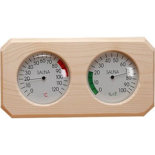 Pine Wood Hygrothermograph for Sauna Room&Bathroom,Tool for Indoor Humidity/Temperature Measurement