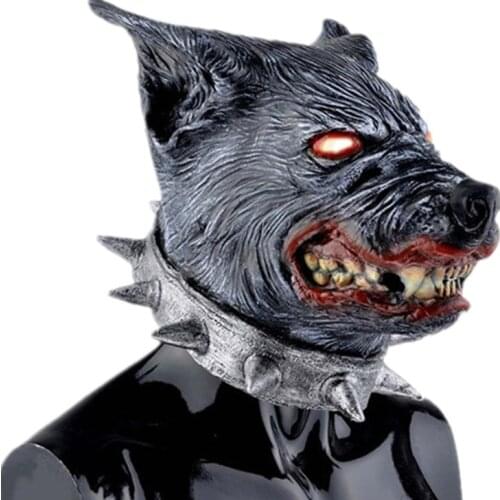 Halloween Devil Dog Animal Latex Mask Horror Party Cosplay Costume Props Realistic Headwear