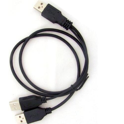 Black 70cm Mobile Hard Disk Cable Drive Line Data Power USB 2.0 three Male 3A HDD Y Cable