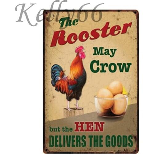 [ Kelly66 ] Crow Rooster Egg Metal Painting 20*30 CM Size y-1044