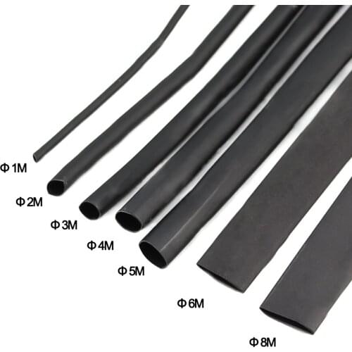 8 Meter/set Heat Shrink Tube kit 1/2/3/4/5/6/8/10mm 2:1 Black Heat Shrink Tubing Shrinkable Sleeving Wrap DIY Connector wire kit