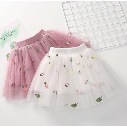 Summer fashion toddler girls tutu skirt baby girls Tulle Pettiskirt Embroidery floral tutu skirt Children Chiffon Skirt 2t-7t